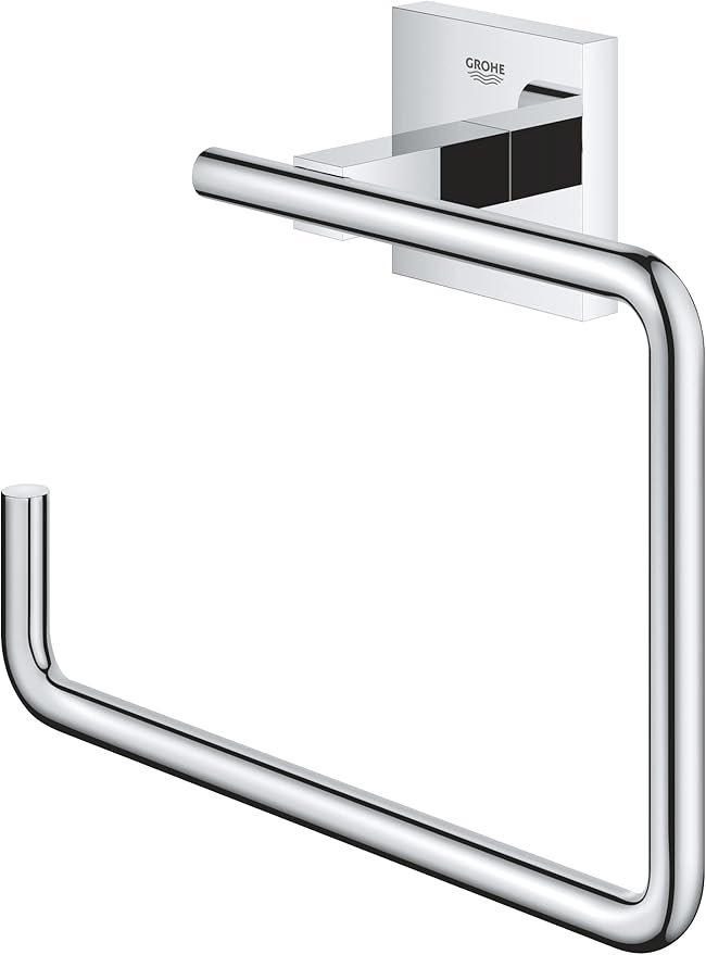 Toallero Grohe Start Cube QuickFix Individual de Argolla Cromado - Montaje Rápido y Sin Taladros - Ideal para Baños Modernos.