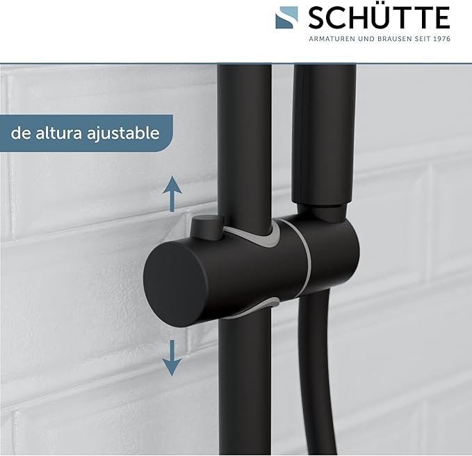 Barra de mano Schütte RAVEN con alcachofa ajustable de 3 posiciones en juego de columna.