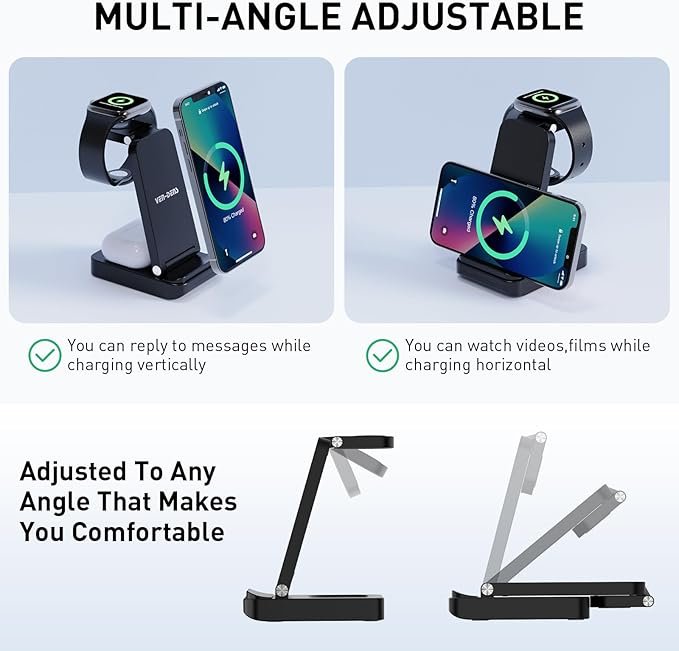 Estación de carga inalámbrica 3 en 1 para iPhone 16/15/14/13/12/11/Pro Max Plus, soporte de cargador de reloj y teléfono - Opiniones y precio actualizado. ¡Entra y descubre todas las ventajas de este increíble producto!