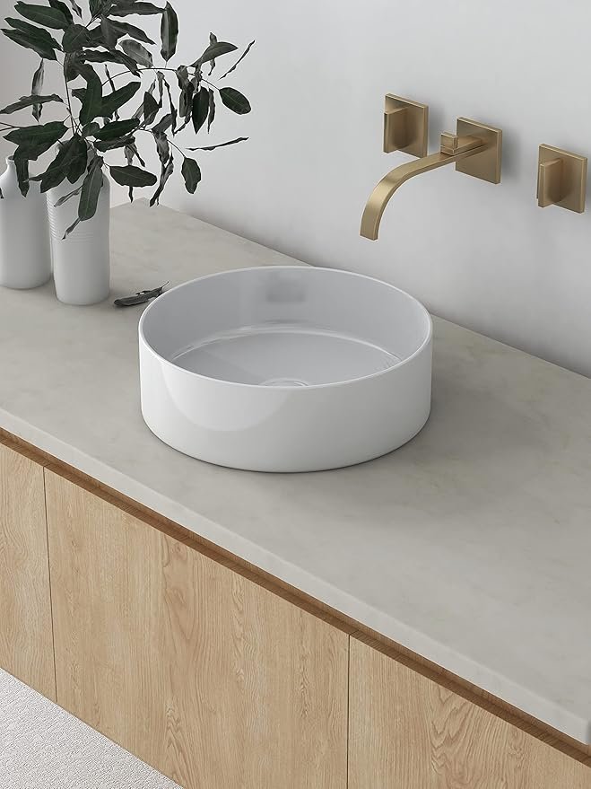 Lavabo de Cerámica Redondo Blanco Brillo - Opiniones y Medidas 36x36x12 cm. ¡Descubre el lavabo perfecto para tu baño!