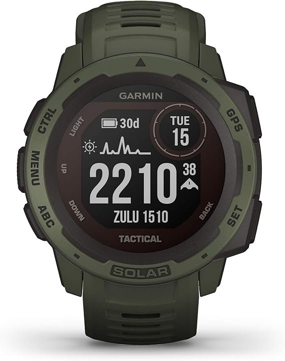 Garmin Instinct Tactical Solar - Reloj inteligente con GPS resistente al agua y funciones tácticas. ¡Descubre la potencia del sol con su carga solar integrada! Ideal para actividades deportivas y con pulsioximetría. ¡Conviértete en un guerrero de la tecnología con Garmin!