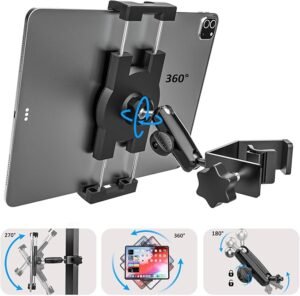 Soporte Tablet Carrito de Golf, Soporte Móvil Tablet Tubo Cuadrado con Abrazadera de Metal y Brazo Ajustable - Opiniones woleyi