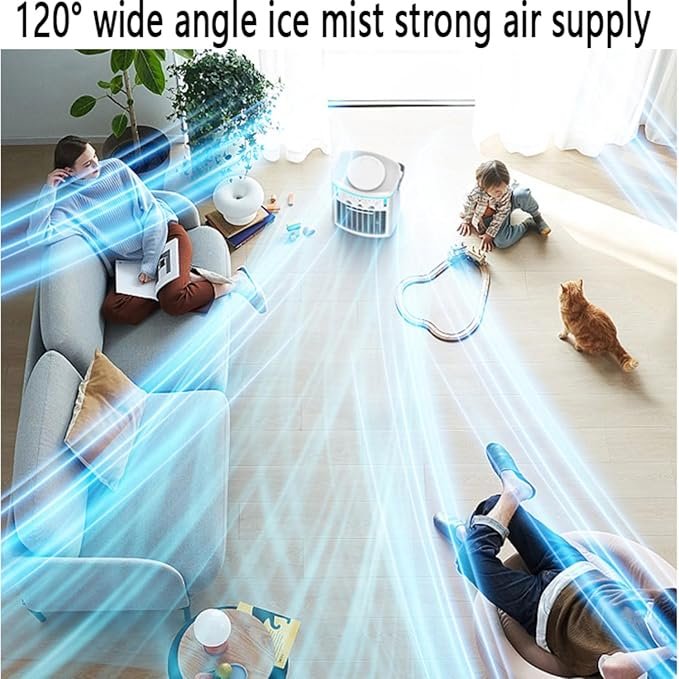 Mejor Aire Acondicionado Portátil 4 en 1 - Cooler, Humidificador, Niebla, Velocidades. ¡Aprovecha ahora y disfruta de un ambiente fresco y agradable en cualquier lugar con nuestro aire acondicionado portátil!