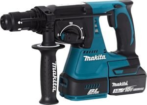 Makita DHR243 - Perforadora de cinceladora inalámbrica (18 V/2 x 3,0 Ah) en estuche Makpac. Batería y cargador incluidos.