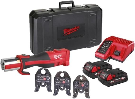Milwaukee 4933451136 - M18 BLHPT-202C U-Kit Maquina Presión M18 Sin Escobillas c/ 2 Bat 2,0Ah, Cargador, 3 Tenazas Tipo U de 16, 20, 25mm