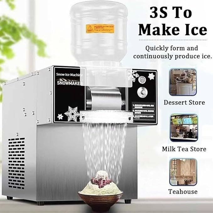 "Máquina de Hielo de Copo de Nieve de Acero Inoxidable de Alta Calidad, Ideal para Negocios - Compra Ahora y Disfruta de Hielo Perfectamente Raspado en tu Cocina o Negocio"