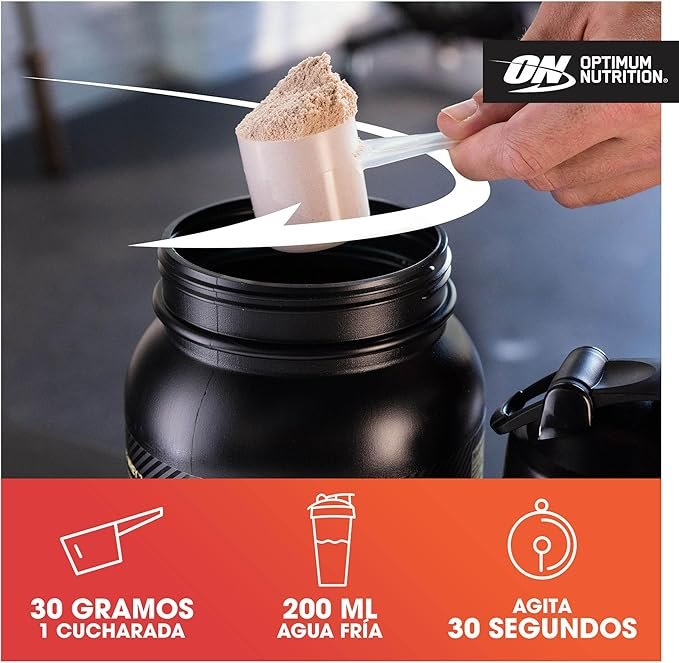 Suplemento de proteína muscular Optimum Nutrition Whey Cookies & Cream. ¡Aumenta tu masa muscular de forma deliciosa!
