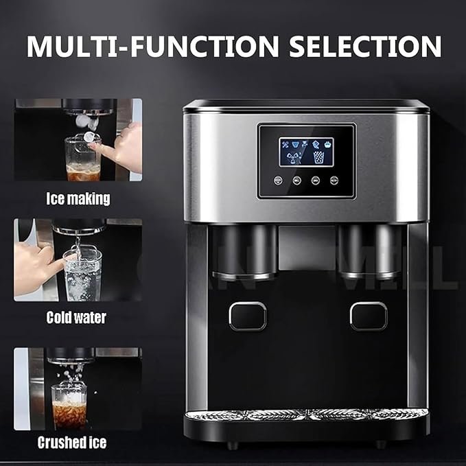 Máquina de Hielo de mostrador, 3 en 1 - Pequeña máquina eléctrica para Hacer Hielo y triturar Hielo - 150 W con depósito de Agua de 1,8 L - 16 Cubitos de Hielo.