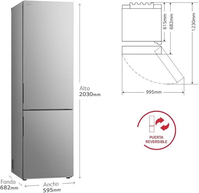 Frigorífico Combi Serie 200 Door Cooling+ Inox Antihuellas - Opiniones clasificación D 2.03m 419L