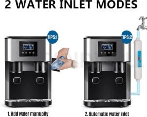 Máquina para hacer hielo pequeña eléctrica 3 en 1 y trituradora de hielo con tanque de agua de 1,8 l, máquina de agua helada de 150 W. ¡Obtén hielo fresco en minutos!