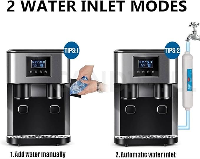Máquina para hacer hielo pequeña eléctrica 3 en 1 y trituradora de hielo con tanque de agua de 1,8 l, máquina de agua helada de 150 W. ¡Obtén hielo fresco en minutos!