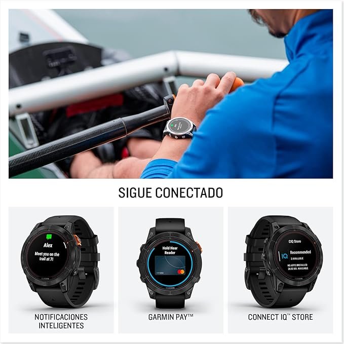 Garmin f?nix ??7 Pro Solar, Reloj GPS Multideporte con Carga Solar, Pantalla táctil, Linterna LED, frecuencia cardíaca, mapas, música. ¡Descubre la mejor tecnología para tus entrenamientos al aire libre!