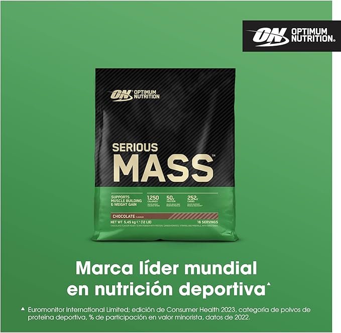 Optimum Nutrition Serious Mass: La mejor proteína para ganar masa muscular. ¡Aumenta tu volumen de manera efectiva con Serious Mass de Optimum Nutrition!