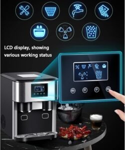 Máquina para hacer hielo en pellets de hielo tipo bala para encimera - Opiniones SmPinnaA Trituradora y máquina para hacer cubitos de hielo, 3 en 1.