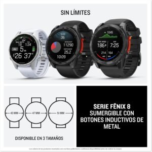 Reloj Garmin f?nix ??8-47mm - Reloj de Alto Rendimiento GPS Multideporte con Pantalla táctil AMOLED, Linterna LED, Altavoz y micrófono Integrados.