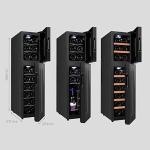 Enfriador termoeléctrico para Vino Tinto y Blanco de 18 Botellas, Funcionamiento silencioso Refrigerador termoeléctrico para Vino. ¡Asegura la temperatura perfecta para tus vinos con este enfriador de alta calidad! ¡Conserva el sabor y la frescura de tus vinos favoritos con este refrigerador termoeléctrico de 18 botellas!