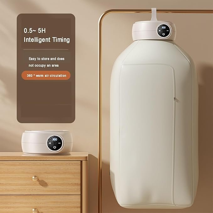 Mini secadora de ropa portátil 600W con temporizador compacta y eficiente. ¡Lleva tu lavandería a todas partes!