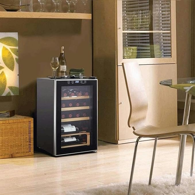 Enfriador de Vino y Refrigerador Independiente de 30 Botellas en Acero Inoxidable con Puerta de Vidrio - Opiniones y Características.