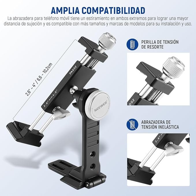 NEEWER Soporte trípode de aleación de Aluminio, Soporte para teléfono Giratorio de 360°: ¡El mejor soporte para tu teléfono! ¡Consíguelo ahora y disfruta de la comodidad y versatilidad que necesitas en tus fotos y videos!
