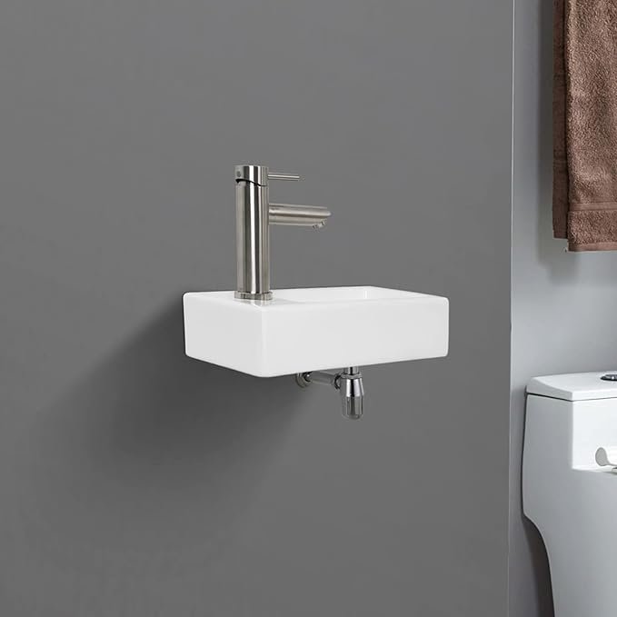 Lavabo de Cerámica Rectangular con 1 Orificio para Grifo, lavabo de mano izquierda - Opiniones, Precio y Diseño - Producto de alta calidad para tu baño.