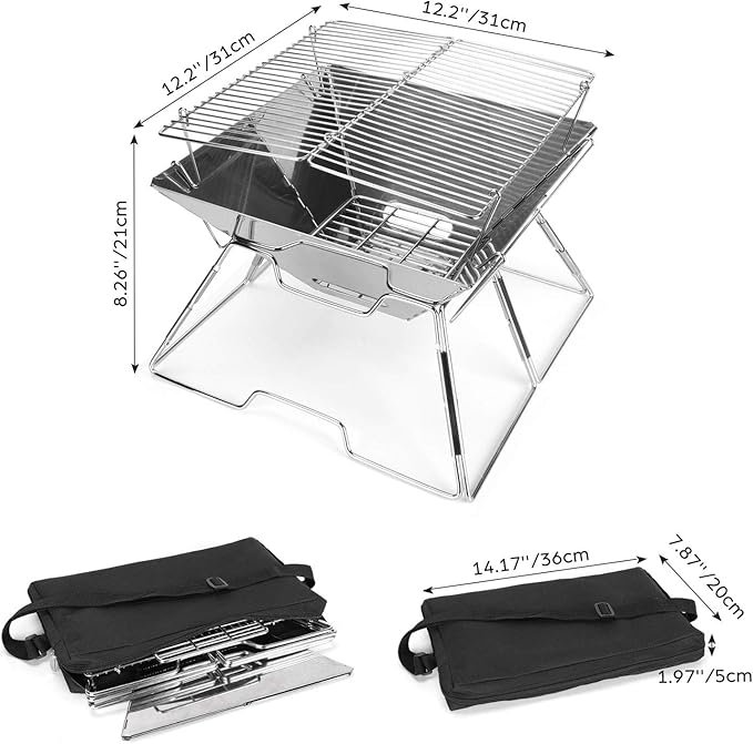 Opiniones Odoland Parrilla portátil plegable de acero inoxidable 304 para camping - Producto de alta calidad para tus aventuras al aire libre