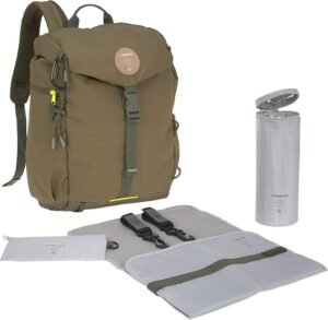 Mochila cambiador para bebé LÄSSIG con cambiador, fijación para cochecito, calentador de biberones, impermeable