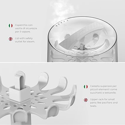 Esterilizador de biberones Nuvita Sterieasy 1083 a vapor eléctrico - ¡Esteriliza hasta 6 biberones en solo 6 minutos!