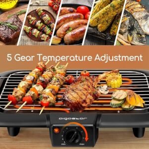Opiniones Aigostar Barbacoa electrica portatil, 2000 W, resistencia extraíble, Parrilla Inoxidable y Altura Ajustable a 2 Niveles, indicador luminoso. ¡Compra ahora y disfruta de deliciosas parrilladas en cualquier lugar!