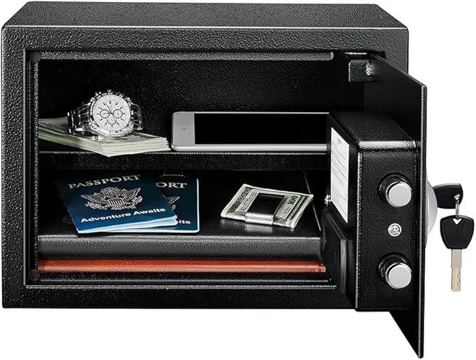 Opiniones Amazon Basics Caja Fuerte de Seguridad de Acero con Cerradura con Teclado - Producto destacado en Amazon - Protege tus pertenencias con esta resistente caja fuerte de acero - ¡Compra online ahora!