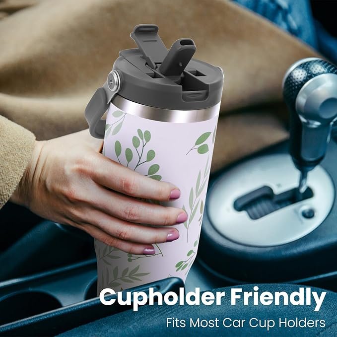 Taza térmica de acero inoxidable Riley Joy de 1.2L con asa y pajita - Termo aislante antifugas - Lavable en lavavajillas.