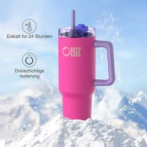 Opiniones OISIZ Vaso Térmico con Asa y Pajita, 1200ml/1.2L Botella de Agua Acero Inoxidable Aislado - Reseñas y Valoraciones de Clientes - ¡Aprovecha esta Oferta!