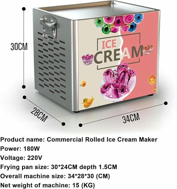 Máquina De Helado Frito De Sartén Cuadrado Comercial, Máquina De Helado De Yogurt De Acero Inoxidable - Opiniones BGVYFXEZ