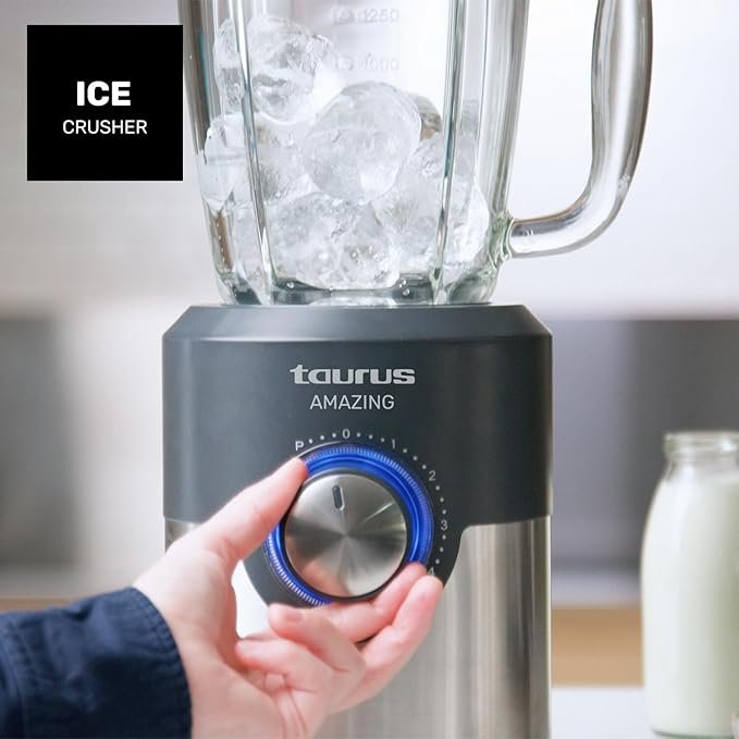 Opiniones Taurus Amazing - Batidora de vaso JB1200XC, 1200W, Jarra de cristal de 1.75L, 5 velocidades + Turbo.