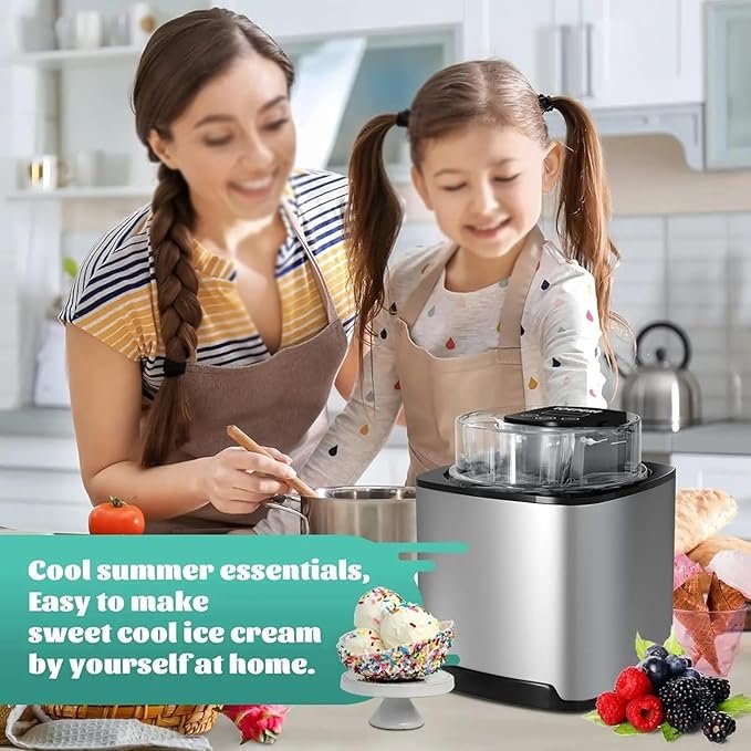 Máquina para Hacer Helados con compresor, máquina para Hacer Yogur Helado con Sorbete de Helado con Pantalla LCD - Opiniones HLGKBY