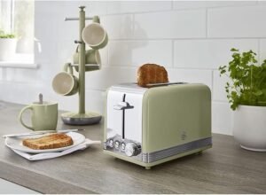 Tostadora Pan Ranura Ancha 2 Rebanadas Swan Retro ST19010GNEU - Opiniones y Diseño Vintage - Funciones de Descongelación, Recalentamiento y Cancelación.
