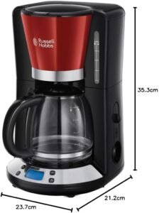 Opiniones Russell Hobbs Cafetera de Goteo Colours Plus - 15 Tazas, Cristal 1,25L, Soporte Filtro Extraíble - Imagen de Producto 2021