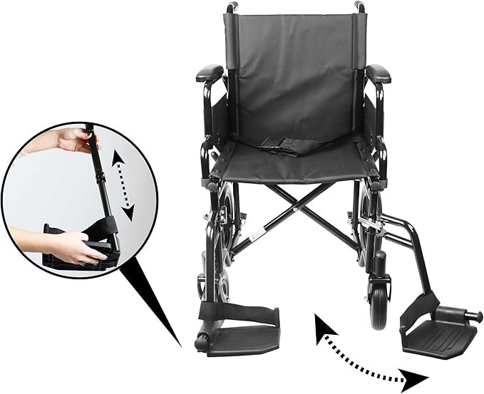 PEPE Mobility Silla de Ruedas Plegable Ligera (Asiento 46 cm), Estructura de Acero con Freno Manual, Reposabrazos y Reposapies Abatibles - Opiniones y más. ¡Consíguela aquí!