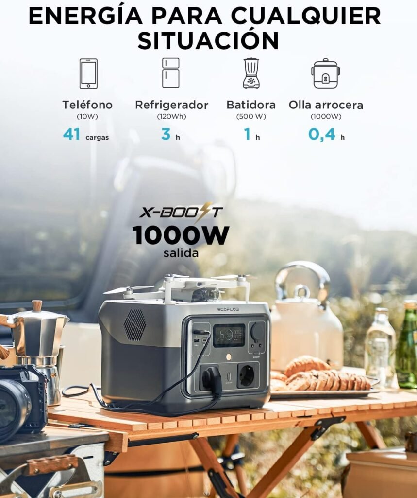 Estación de energía portátil EF ECOFLOW RIVER 2 MAX, batería LiFeP04 de 512 Wh, carga rápida en 1 hora, hasta 1000 W de potencia. ¡Compra ahora tu fuente de energía portátil!