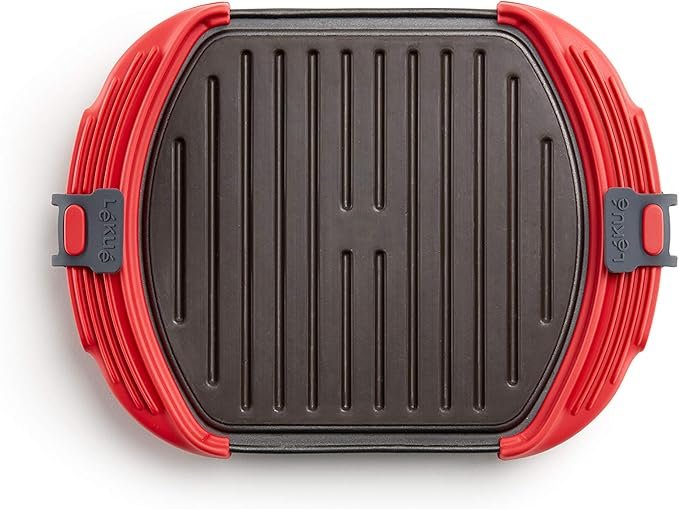 Lékué Parrilla/Grill para microondas, formato XL en Rojo/Negro - Opiniones y descripción detallada.