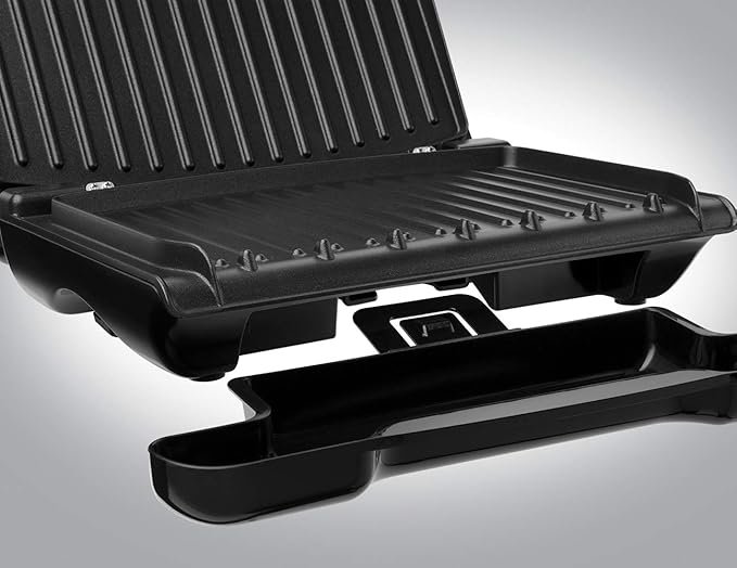 George Foreman Grill Compact Steel - Parrilla Eléctrica, Bandeja de Goteo Perfect-Fit, 3 Raciones, Revestimiento Antiadherente, Opiniones y Reseñas.