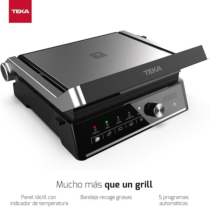 Opiniones Teka EliteGrill - Grill Eléctrico Multifunción, Panel de Mandos Touch Control Digital, 5 Programas Automáticos, Apertura 180º. ¡Descubre la mejor forma de cocinar con este grill eléctrico de alta calidad!