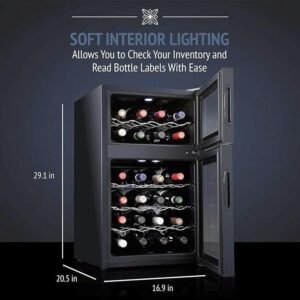 Enfriador de Vino termoeléctrico de 24 Botellas | Bodega de sobremesa para vinos tintos y Blancos - Opiniones QPZMALSKY.