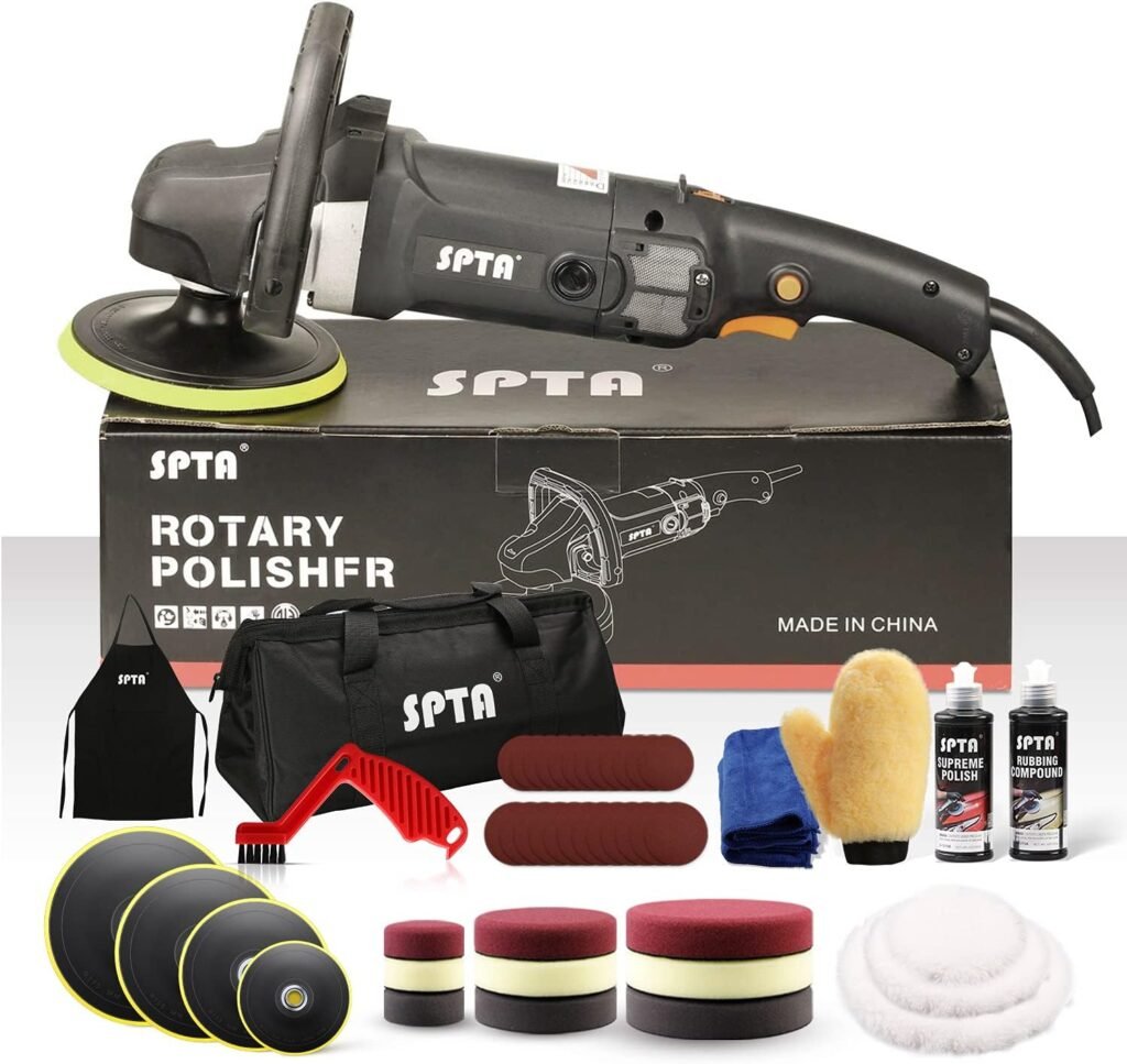 Pulidora Coche, Máquina de Pulir, Pulidora para Coche, SPTA 125/150/180mm Kit de esponja de pulido y Almohadilla - Opiniones y Descuentos - ¡Compra Ahora!