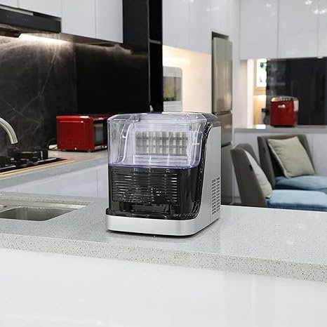 Máquina para fabricar hielo sobre encimera - Máquina de hielo compacta cuadrada transparente de 33 lb de capacidad.