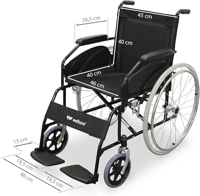 Silla de ruedas plegable para traslado WELLCORE: Estructura de acero, ligera y compacta. ¡Adquiere la tuya ya!