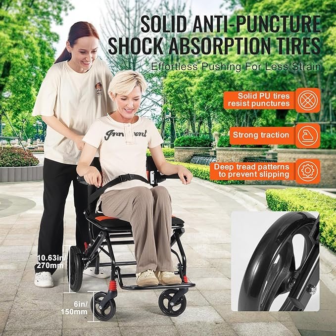 Opiniones VEVOR Silla de Ruedas Plegable de Transporte Ultraligera de Aleación de Aluminio para Adultos, con Brazos Abatibles hasta el Largo del Escritorio - Descubre la comodidad y versatilidad de esta silla de ruedas ultraligera de aleación de aluminio. Con brazos abatibles que se adaptan al largo del escritorio, facilita la movilidad y accesibilidad para los adultos. ¡Hazte con la tuya hoy mismo!
