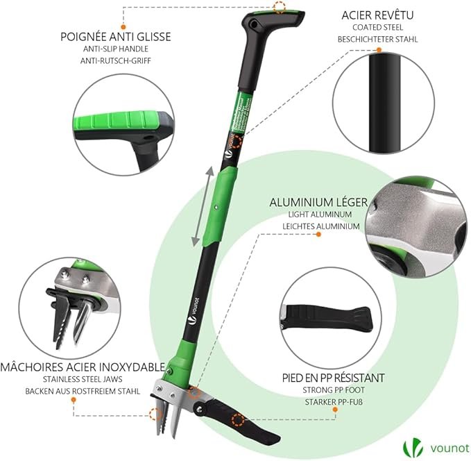 Extractor de Malezas de Jardín VOUNOT con Garras de Acero Inoxidable - Opiniones y Resistencia al Máximo Nivel