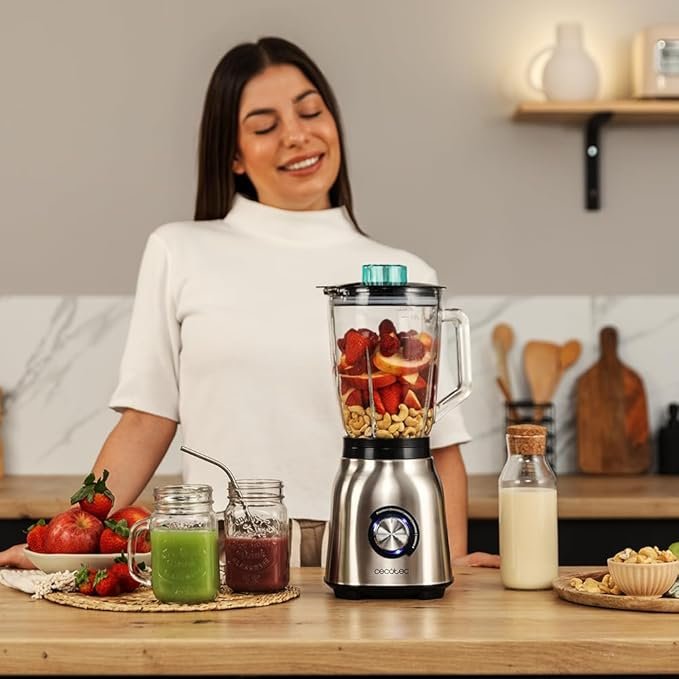 Opiniones Cecotec Batidora de Vaso Power Black Titanium 1800MAX Blend It. 1800W Potencia Máxima, 5 Velocidades - Imagen del producto en alta resolución.