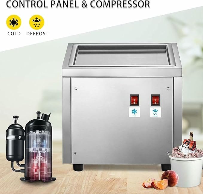 Máquina de Rollo de Helado con Sartén Cuadrada para Barras - Opiniones VYUJHNBG Fabricante Comercial De Hielo, Máquina De Crema De Yogurt Salteada.