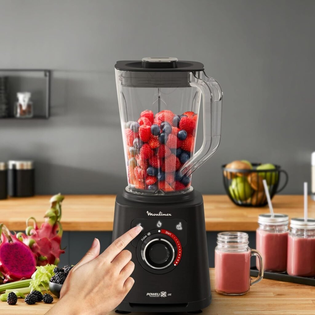Descubre la Batidora Smoothie Moulinex 1200W, con función de picar hielo y limpieza automática. Su jarra de Tritán de 2 litros te permitirá preparar deliciosos smoothies con facilidad. ¡Hazte con la tuya!